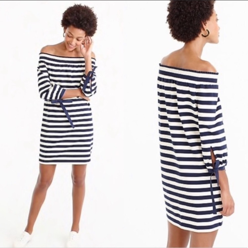 j.crew • striped off shoulder dress